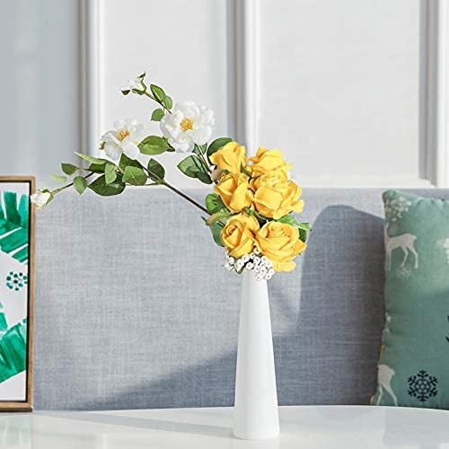 Hawesome 12PCS Artificial Silk Flowers Realistic Roses Bouquet Long Stem for Home Wedding Decoration Party (Yellow 1)