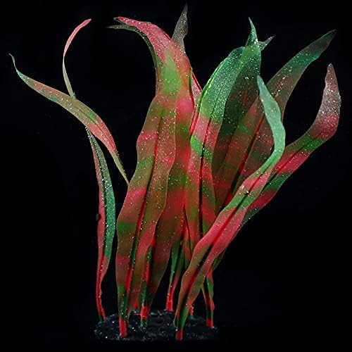 1Pcs Tall Aquarium Decoration Plants Simulation Artificial Water Grass Fish Tank Decor Plants Soft Silicone Glowing Kelp Ornament Aquarium Accessories,Red,16.9in
