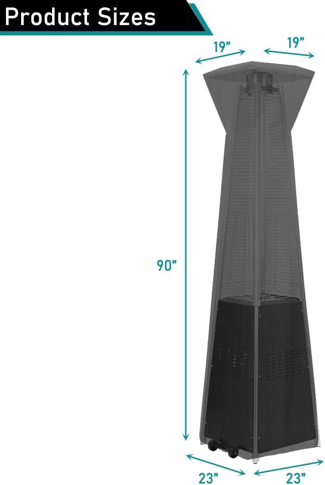 ZJYWSCH Patio Heater Cover Outdoor Waterproof 600D Heavy Duty Outside Pyramid Torch Heater Cover with Zipper 23" x 23" x 90" Weather Resistant