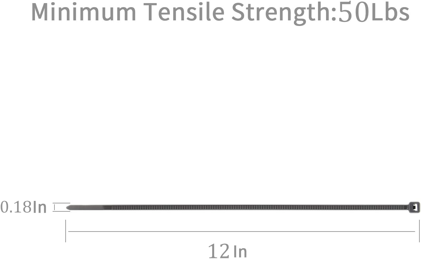 XINGO 100PCS Cable Zip Ties Heavy Duty, Premium Nylon Plastic Wire Ties with 50 Pounds Tensile Strength, Self-Locking Black Nylon Zip Ties for Indoor and Outdoor (12 inch, Silver)