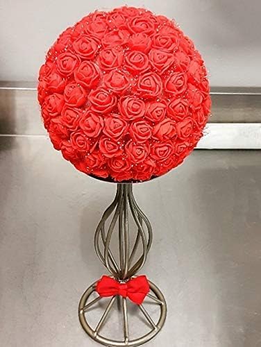 Mini Fake Rose Flower Heads 144pcs Mini Artificial Foam Roses DIY Wedding Flowers Accessories Make Bridal Hair Clips Headbands Dress (Bottom add Gauze) for Valentines Day,Wedding,Bridal Shower (Red)