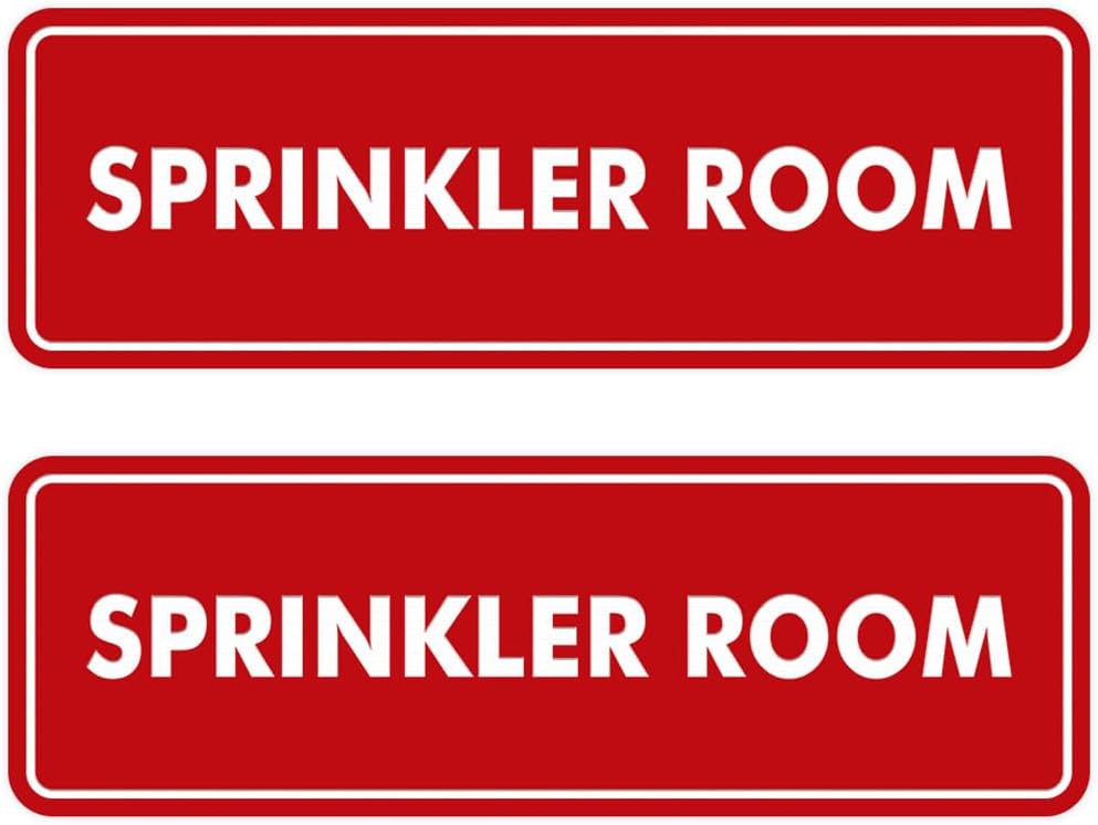 Signs ByLITA Standard Sprinkler Room Sign (Red) - Large 2 Pack