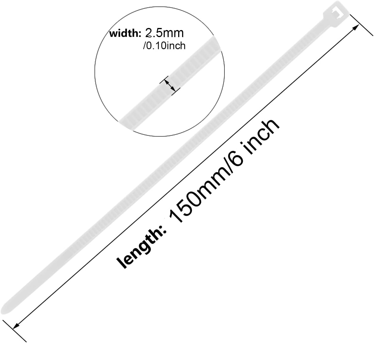 6 Inch Silver Zip Tie 1000 PCS, 18 Lbs - Small to Medium Zip Tie, Nylon PA66 UV Resistant Cable Tie for Indoor and Outdoor Use - Ideal for bundling and securing objects