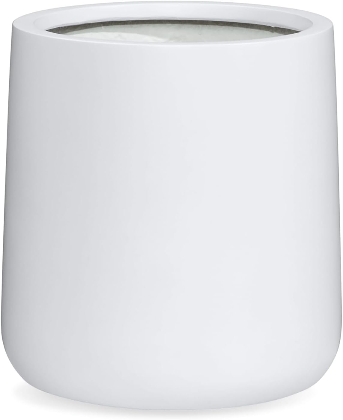 15.3" H x 15" D Conico Fiberstone Round Planter with Drainage Hole, Smooth Finishes, Weather Resistant for Indoor and Outdoor Use, Included 2 Extra Coco Mats (White, 11.7" Pot Opening)