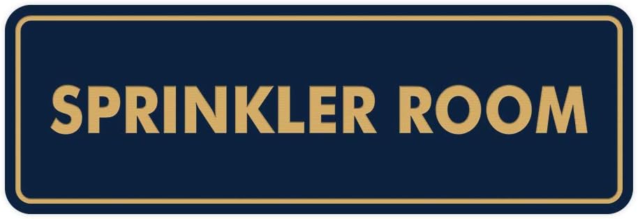 Signs ByLITA Standard Sprinkler Room Sign (Navy Blue/Gold) - Medium