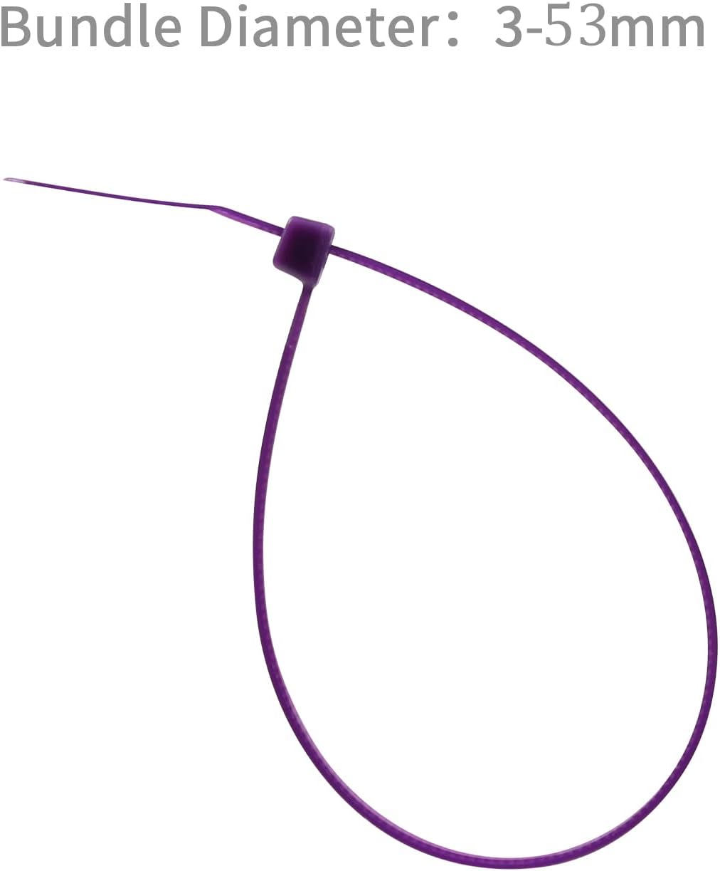 XINGO 100PCS Cable Zip Ties Heavy Duty, Premium Nylon Plastic Wire Ties with 50 Pounds Tensile Strength, Self-Locking Black Nylon Zip Ties for Indoor and Outdoor (8 inch, Purple)