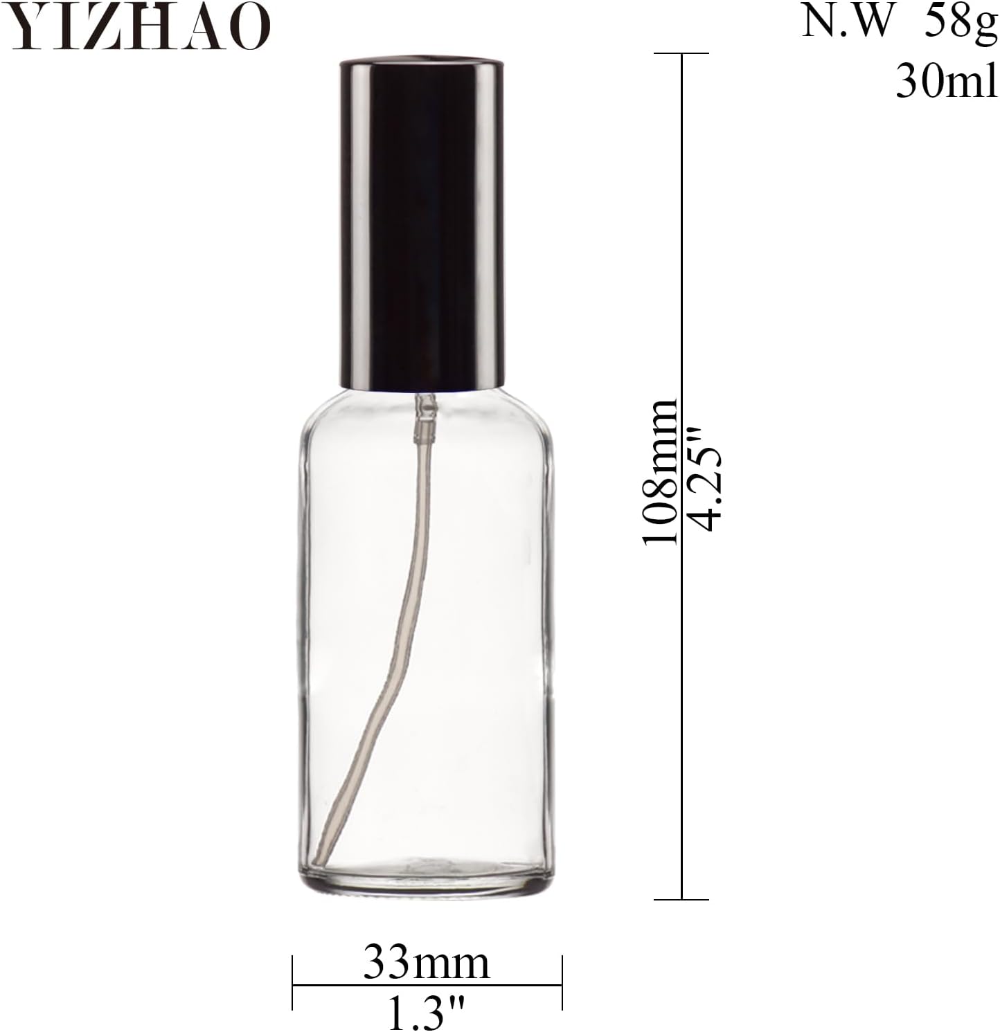 YIZHAO Clear Glass Spray Bottles 1oz, with Small Fine Mist Spray, Metal Cap, Refillable for Essential Oil,Travel,Cleaning,Perfume,Aromatherapy,Makeup – 24 Pcs