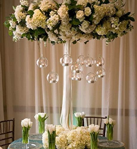 12 Pcs 3.15"/ 8cm Hanging Glass Tealight Holder Globe Plant Terrariums Glass Orbs Air Plants Tea Light Candle Holders Home Decor Indoor Outdoor Garden (with 2 Holes, 9 Pcs + 3 Pcs)