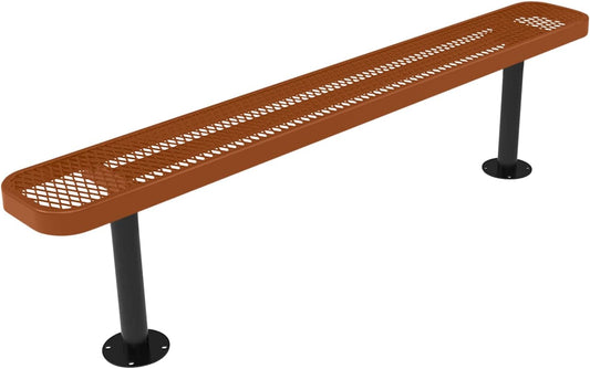 Heavy-Duty Outdoor Bench Thermoplastic Coated, Expanded Metal, Commercial-Grade Seating, Made in America (Surface Without Back, 6 Ft, Textured Copper)