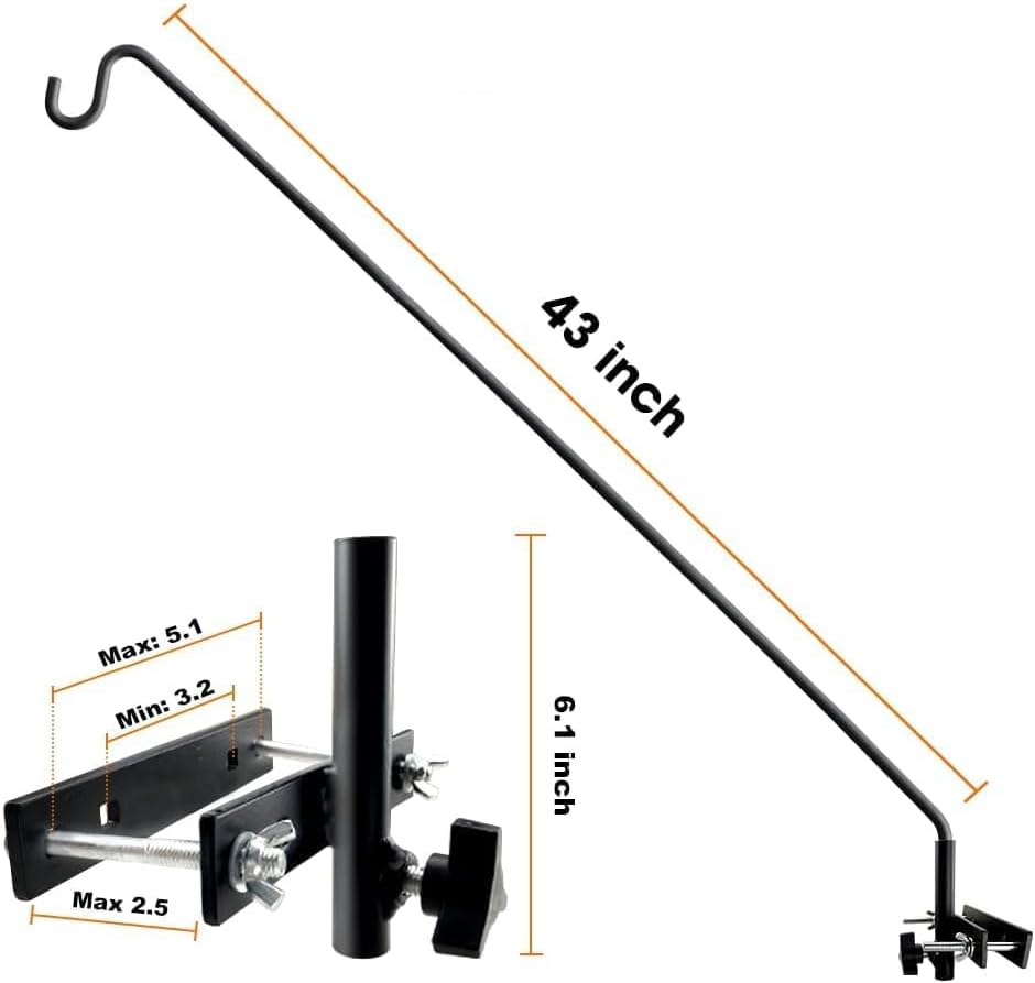 ERYTLLY Extended Rail Hook Fence Deck Heavy Duty Bird Feeder Hook 360 Degree Rotary and Length Adjustable Plant Bracket for Bird Feeders, Planters, Suet Baskets, Lanterns, Wind Chimes and More