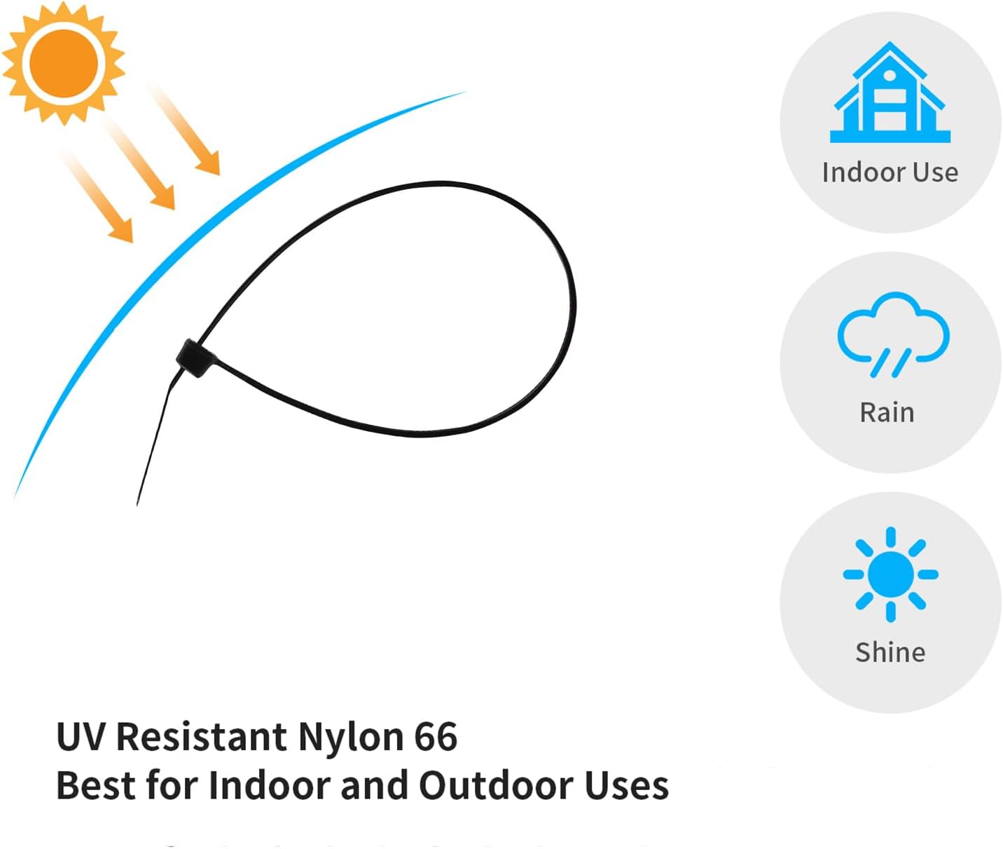 12 Inch Zip Ties Silver 1000 PCS, 50 Lbs- Heavy Duty Tensile Strength, Nylon PA66 UV Resistant Cable Ties for Indoor and Outdoor Use - Ideal for object bundling and fastening
