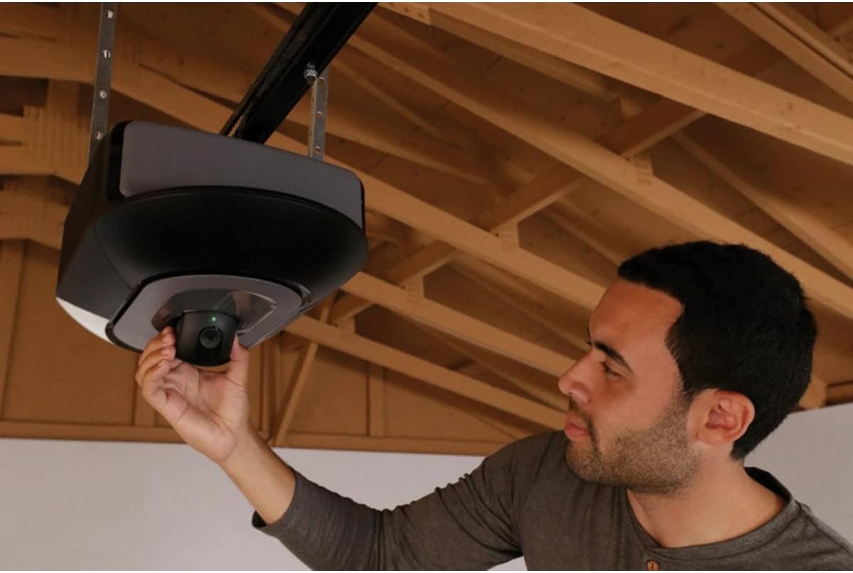 Chamberlain B4643T Smart Built in Camera-myQ Smartphone Controlled-Ultra Quiet, Strong Belt Drive, Blue Garage Door Opener