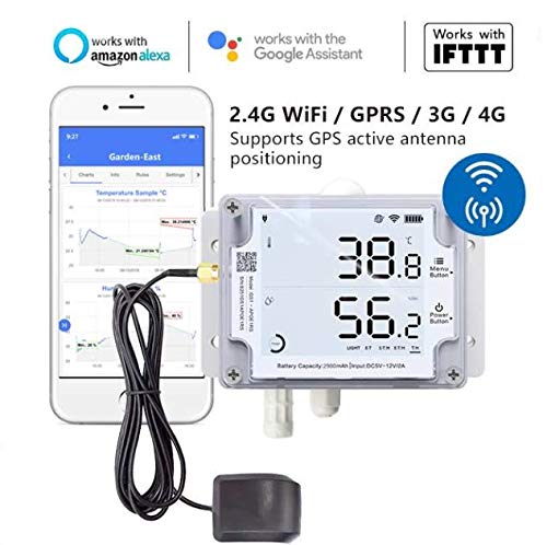 Ubibot Thermometer Hygrometer, Wireless Temperature Data Logger, Remote Humidity Monitor for Refrigerated truck Free App Email Alarm, IFTTT 2.4GHz only (GS1-PL4G1RS WiFi & SIM GPS Location Tracker)