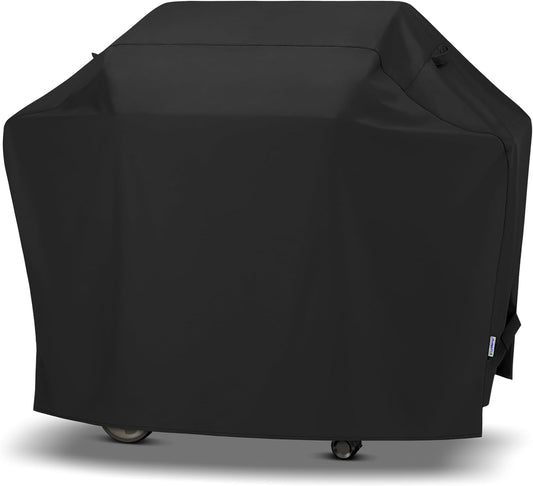 SunPatio Gas Grill Cover 60 Inch, Outdoor Heavy Duty Waterproof Barbecue Gas Cover, UV and Fade Resistant, All Weather Protection Compatible for Weber Charbroil Brinkmann Grills and More, Black
