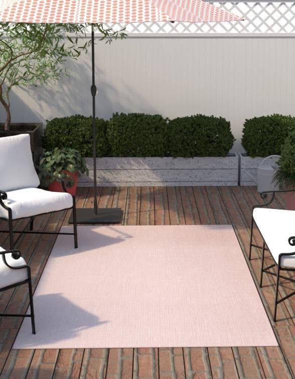 Unique Loom Collection Casual Transitional Solid Heathered Indoor/Outdoor Flatweave Area Rug (2' 2" x 3' 1" Rectangle, Whisper Pink/Ivory)