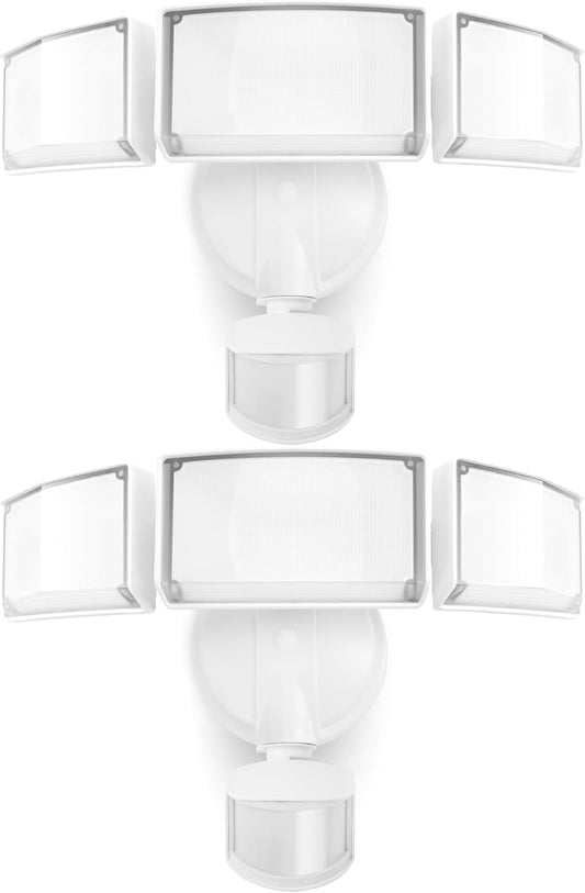 LUTEC 2 Pack 72W 7500LM LED Security Lights Motion Sensor Light Outdoor, 5000K Daylight, IP65 Waterproof, Dusk to Dawn, 3-Head Motion Detected Flood Light for Garage, Yard, Porch(White)