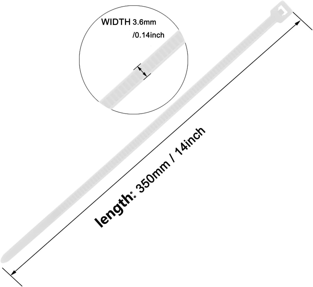 14 Inch Zip Ties Silver 1000 PCS, 40 Lbs- Heavy Duty Tensile Strength, Nylon PA66 UV Resistant Cable Ties for Indoor and Outdoor Use - Ideal for object bundling and fastening