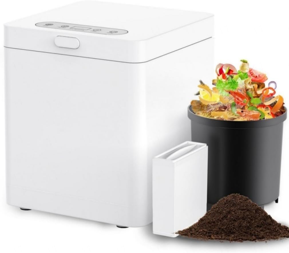 3L Compact Electric Composter for Kitchen, Odorless Smart Compost Bin, Self-Cleaning & Digital Display - Fast 4-6H Food Waste to Fertilizer Conversion for Outdoor Use