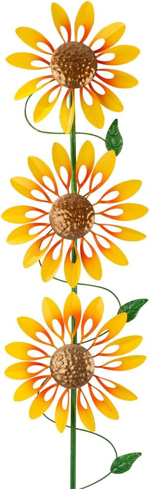 Stargarden Wind Spinners Outdoor, Sunflower Wind Spinner, Kinetic Metal Pinwheels Decorative Windmills for Yard, Lawn, Garden Decor