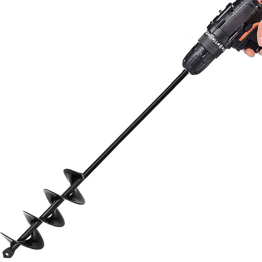 TCBWFY Auger Drill Bit 2x14.6inch Garden Plant Flower Bulb Auger Rapid Planter Bulb & Bedding Plant Auger for 3/8" Hex Drive Earth Drill Fence Post Umbrella Hole Digger