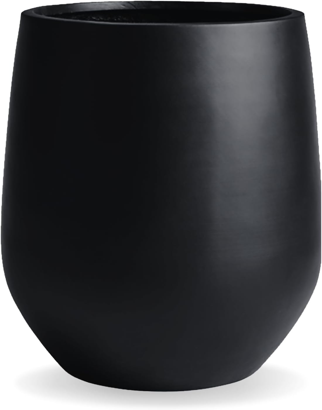 21" H x 19" D Corso Fiberstone Round Planter with Drainage Hole, Smooth Finishes, Weather Resistant for Indoor and Outdoor Use, Included 2 Extra Coco Mats (Black, 15" Pot Opening)