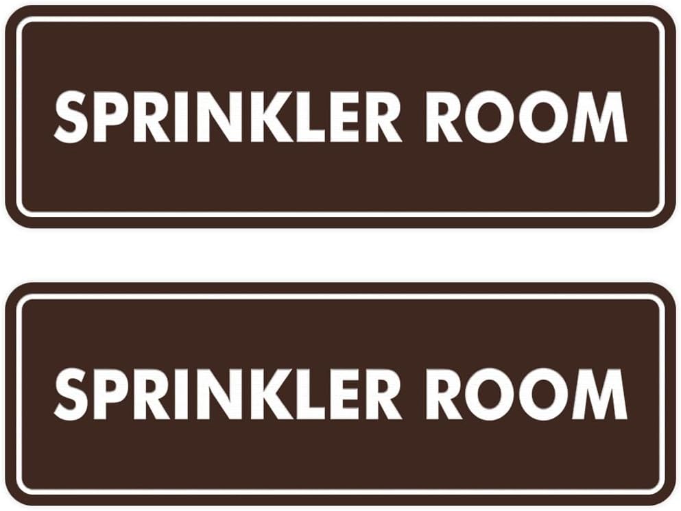 Signs ByLITA Standard Sprinkler Room Sign (Dark Brown) - Small 2 Pack