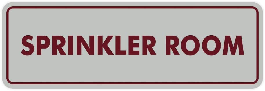Signs ByLITA Standard Sprinkler Room Sign (Light Grey/Burgundy) - Large