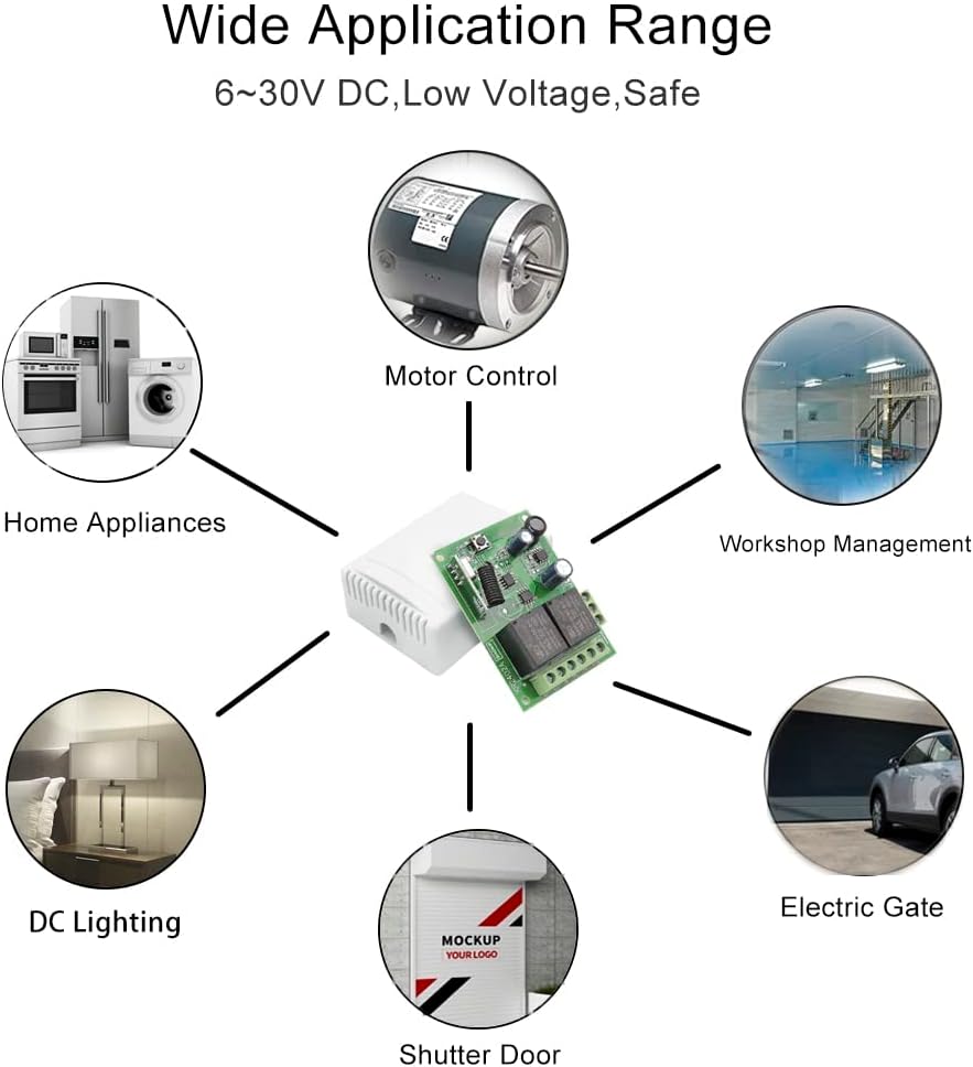 QIACHIP 12V 24V Wireless RF Remote Control Relay Switch Universal 2 Ch 433MHz Receiver Momentary or Toggle Switch with 2 Transmitters for Garage Door Openers LED Lights Motor Curtain