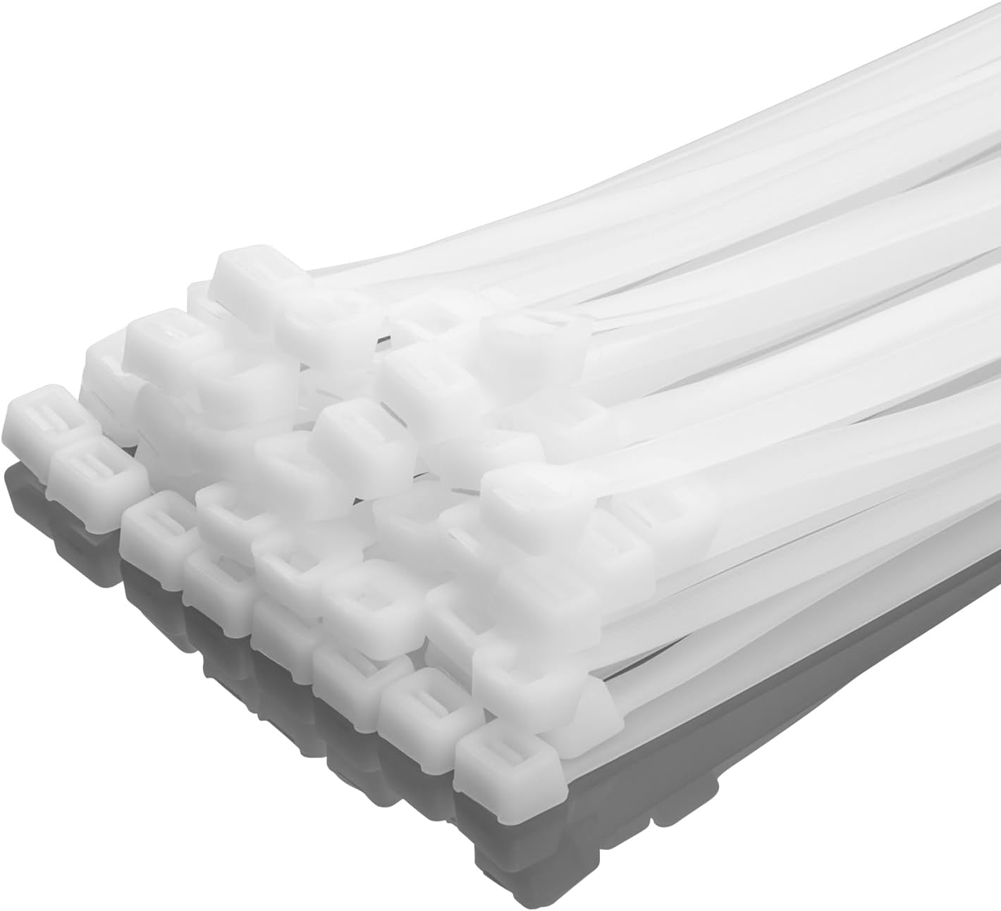 XINGO 10 Inch White Zip Ties Heavy Duty 100 Pack, 120 LBS Tensile Strength, Premium Nylon Cable Wire Ties, Self-locking Plastic Ties for Indoor and Outdoor Use