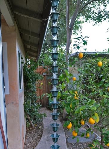 Nutshell Stores Flower Cups Rain Chain - Patina - 20 Feet