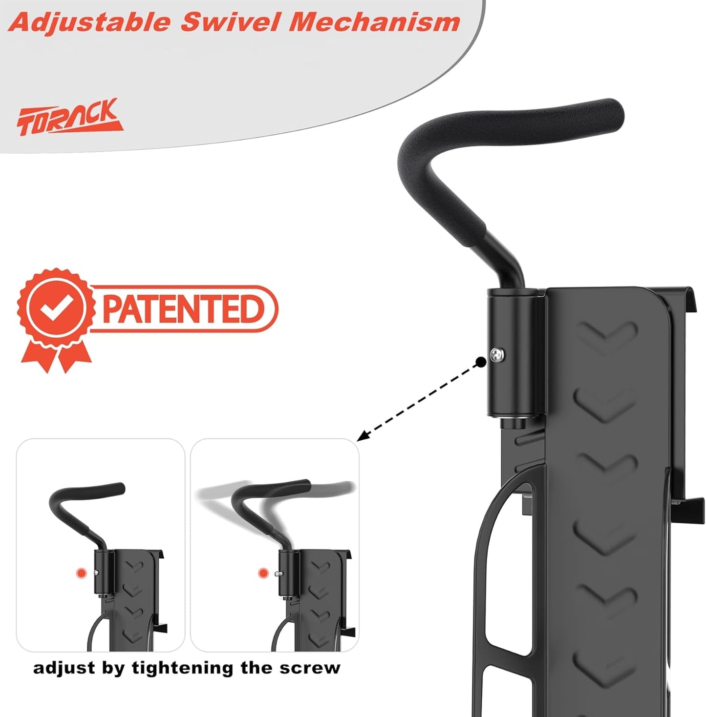 TORACK Wall-Mounted Swivel Bike Rack, Garage Vertical Bike Hangers for 3 Bikes and 3 Helmets Rotating Bike Storage Hooks Holds Up to 300 lbs