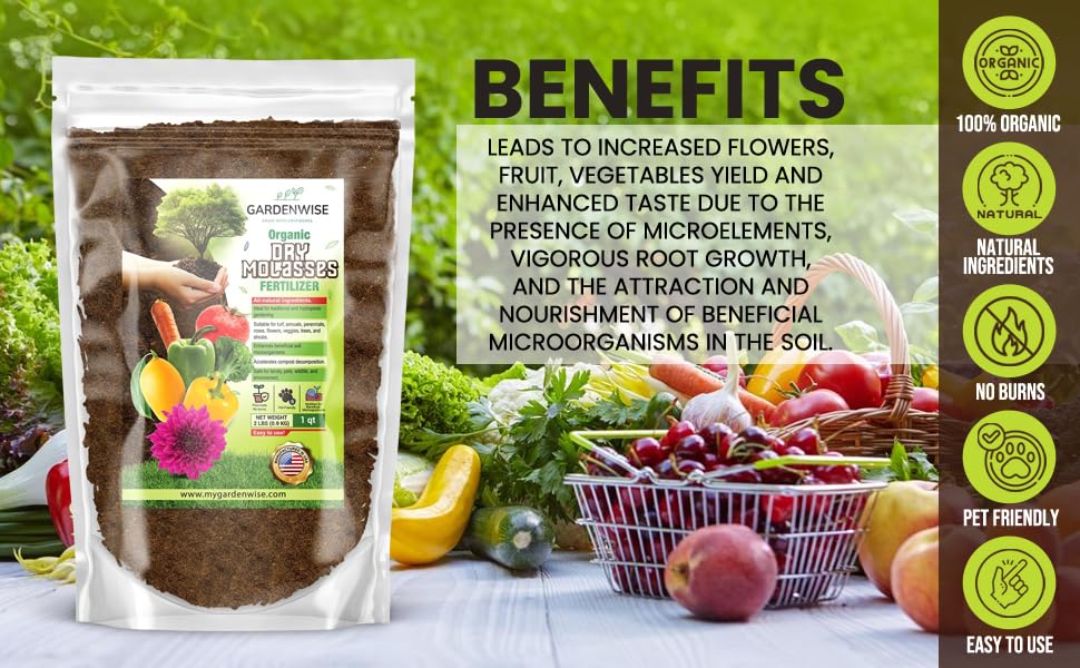 Organic Molasses for Plants - Horticultural Molasses - Ideal for Traditional & Hydroponic Gardening, for Indoor & Outdoor Plants (3 QUARTS)