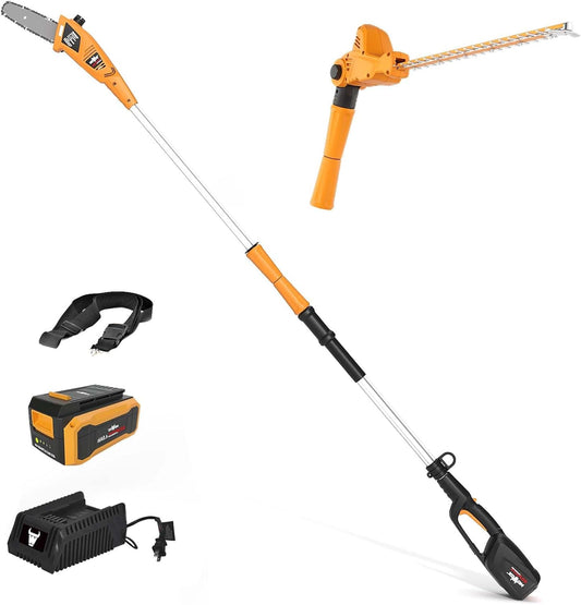 40V Pole Hedge Trimmer Cordless, 500mm Telescopic Range Pole Hedge Trimmer, 9 Rotary Positions Hedge Trimmer with 2Ah Battery and Charger Included