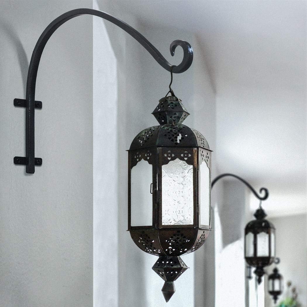 Heavy Duty Hanging Plant Bracket: Outdoor Hand-Forged Hanging Plant Bracket Hook - 16Inch Black Bird Feeder Bracket