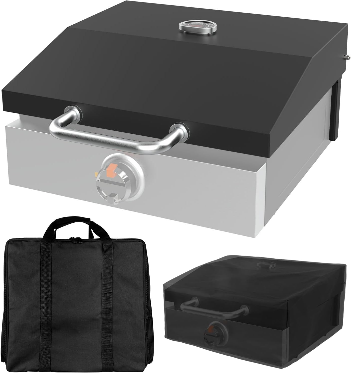 Griddle Lid for Blackstone 17 Inch Adventure Ready 1832 Tabletop Griddle, 1650 Flat Top Grill Station, Hinged Lid Hard Cover with Carry bag and Cover for Blackstone Flat Top Grill