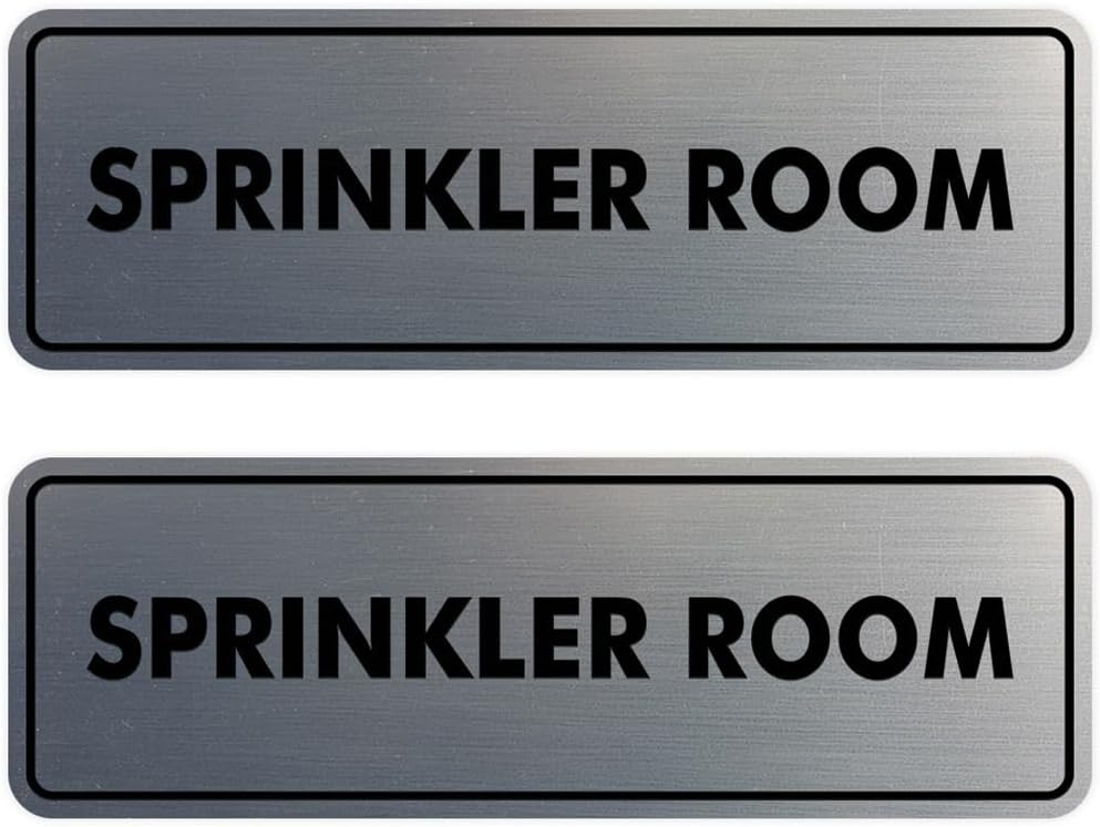 Signs ByLITA Standard Sprinkler Room Sign (Brushed Silver) - Small 2 Pack