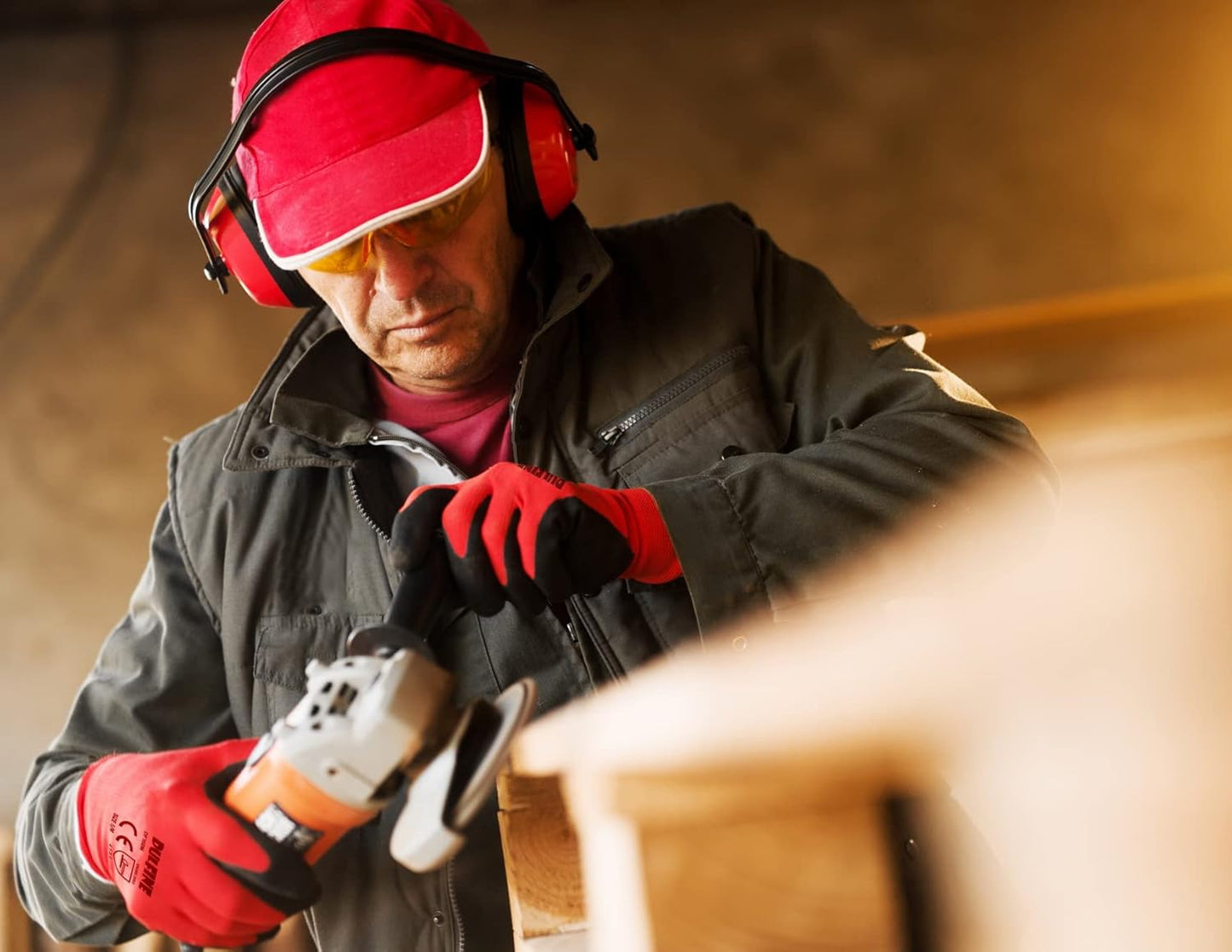 DULFINE Safety Work Gloves PU Coated-60 Pairs,Red Seamless Knit Glove with Polyurethane Coated Smooth Grip on Palm & Fingers, for Men and Women, Ideal for General Duty Work (Large)