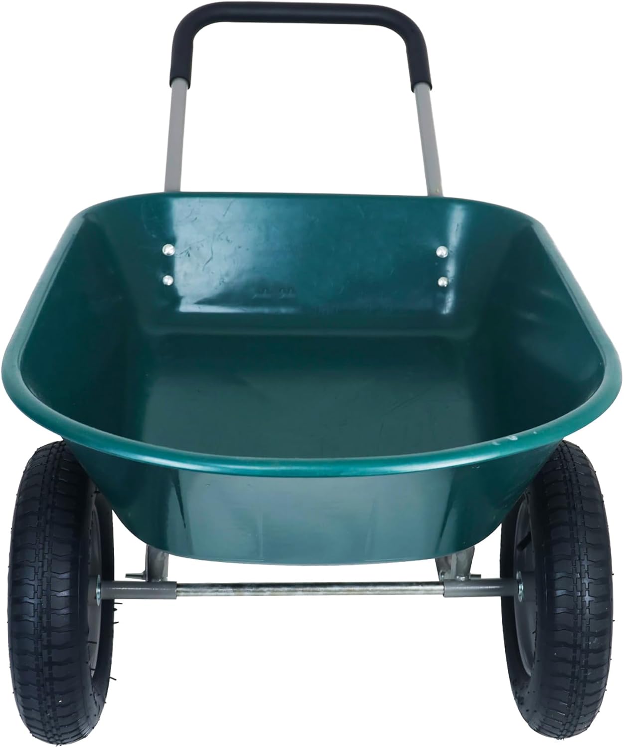 OLIXIS 2-Wheel Barrel Heavy-Duty Garden Wheelbarrow Cart with Pneumatic Tires, 5 Cu Ft Capacity & Built-in Stand – 300 lbs Load, Easy-Grip Handles, Lightweight, Green