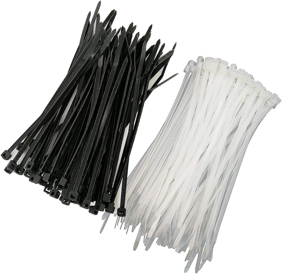 HS Narrow Zip Ties 4 Inch (600 Pack) Cable Ties in Black and White 18 Lbs Self-Locking Wire Ties Assortment for Electronics Cord Management