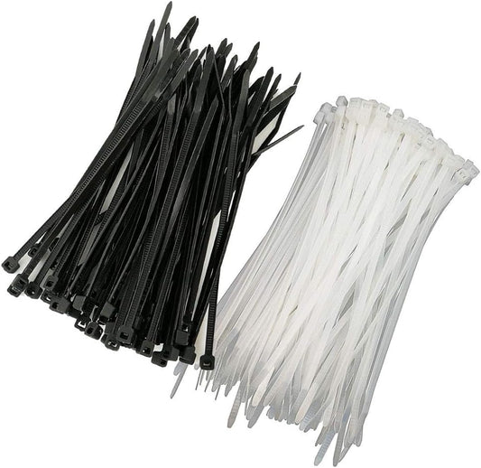 HS Narrow Zip Ties 4 Inch (600 Pack) Cable Ties in Black and White 18 Lbs Self-Locking Wire Ties Assortment for Electronics Cord Management