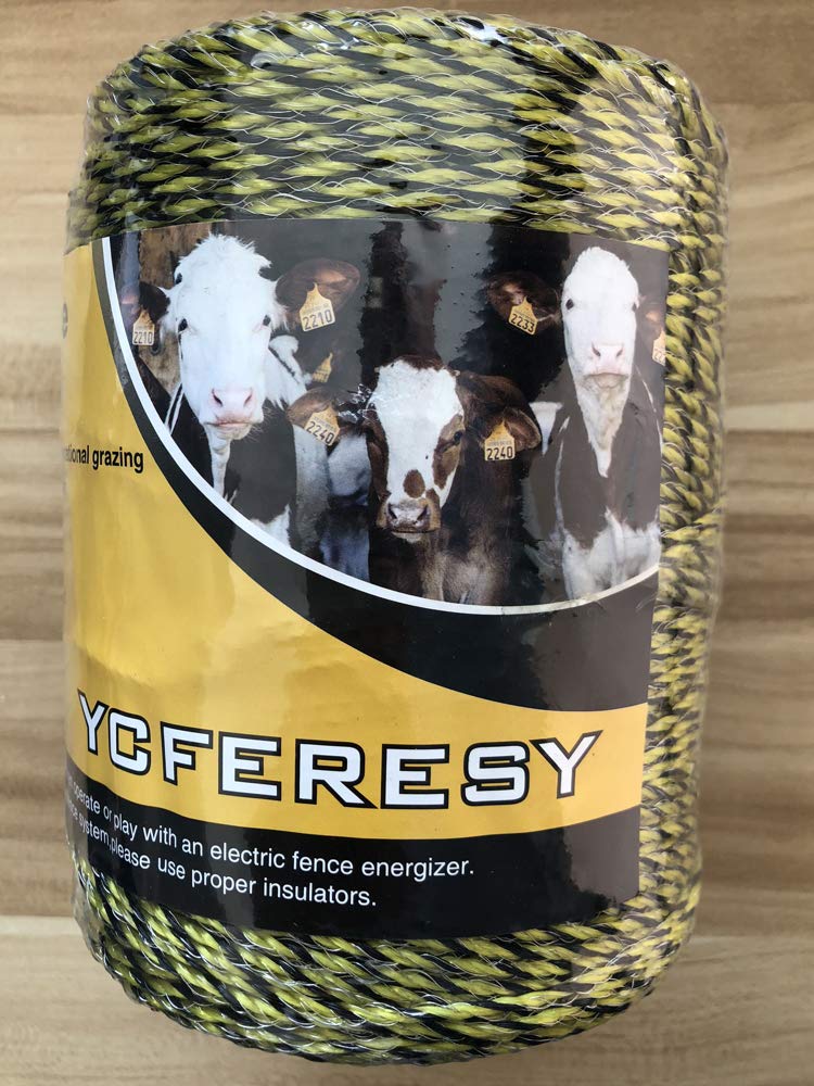 Electric Fence Polywire 1312 Feet，400 Meter，6 Stainless Steel Strands for Reliable Conductivity and Rust Resistance，Portable Electric Fence Rope