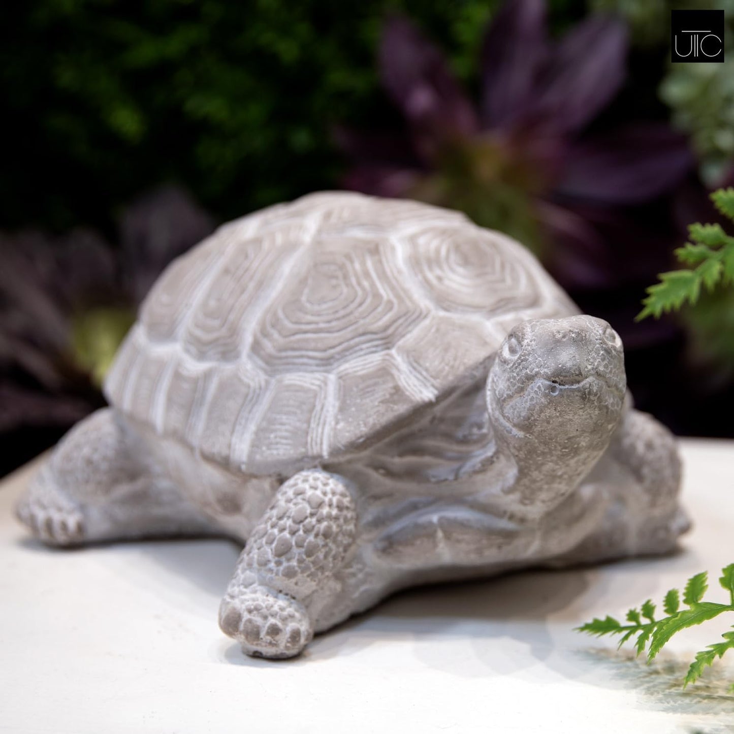 Modern Small Standing Turtle Figurine, Unique Cement Figurines, Handcrafted Decorative Washed Concrete Finish White Sculpture for Home, Garden,Office: 12.50"x9.00"x5.75"H