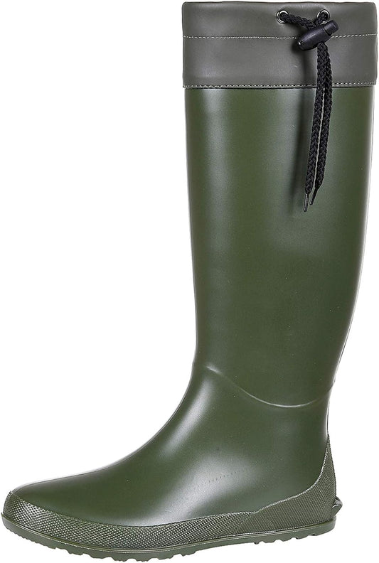 Asgard Packable Tall Rain Boots for Women Waterproof Rubber Garden Boots Ultra Lightweight Flat Mud Boots- NOT FOR WIDE CALF