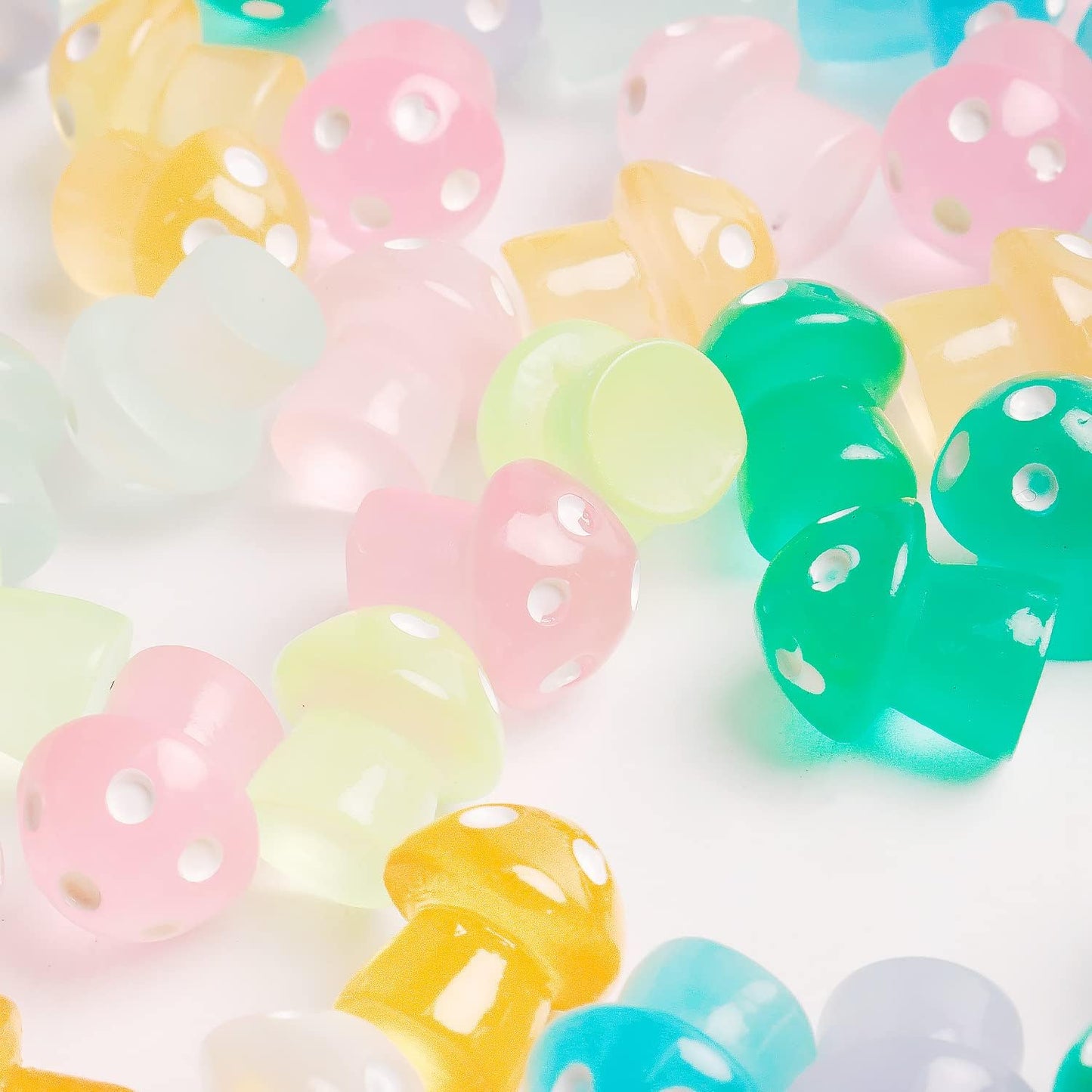 X Hot Popcorn Mini Resin Glow in The Dark Tiny Mushrooms Luminous Mushrooms Decor for Fairy Garden Decoration DIY Craft Micro Landscape 100PCS