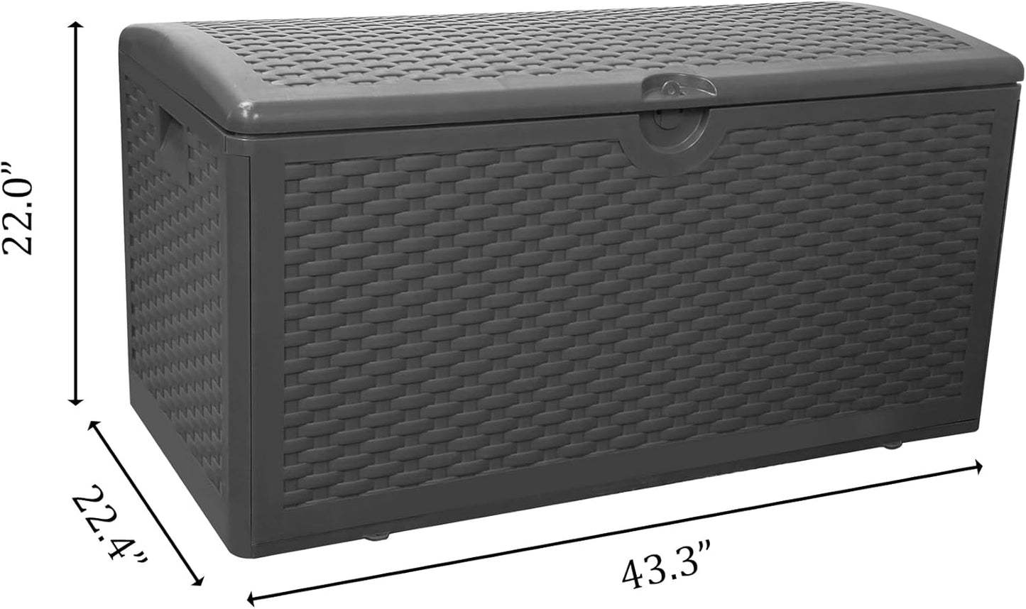 80 Plus Gallon Resin Deck Box, Waterproof Outdoor Storage Bin for Patio, Poolside, and Garden, Lockable & UV-Resistant, Ideal for Small Spaces, Black