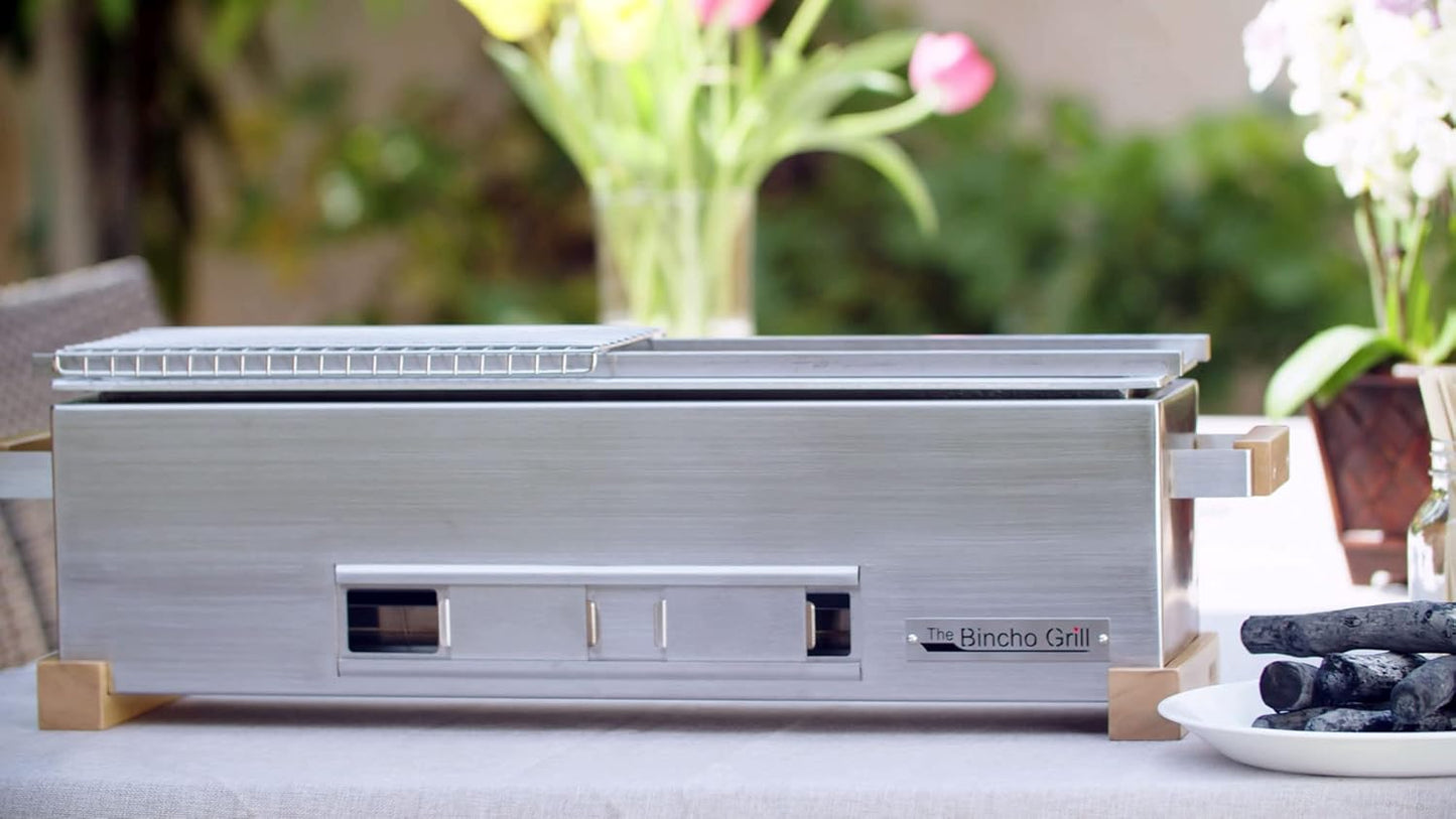 GR610S – 24" Tabletop Yakitori Grill – Japanese Style Charcoal Robata BBQ – Binchotan Grill for Authentic Japanese Grilling – Made from Durable Stainless Steel