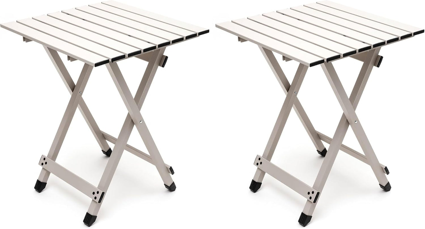 SUNNYFEEL Folding Camping Table - Lightweight Aluminum Portable Picnic Table, 18.5L x 18.5W x 24.5H Inch for Cooking, Beach, Hiking, Travel, Fishing, BBQ, Indoor Outdoor Small Foldable Camp Tables