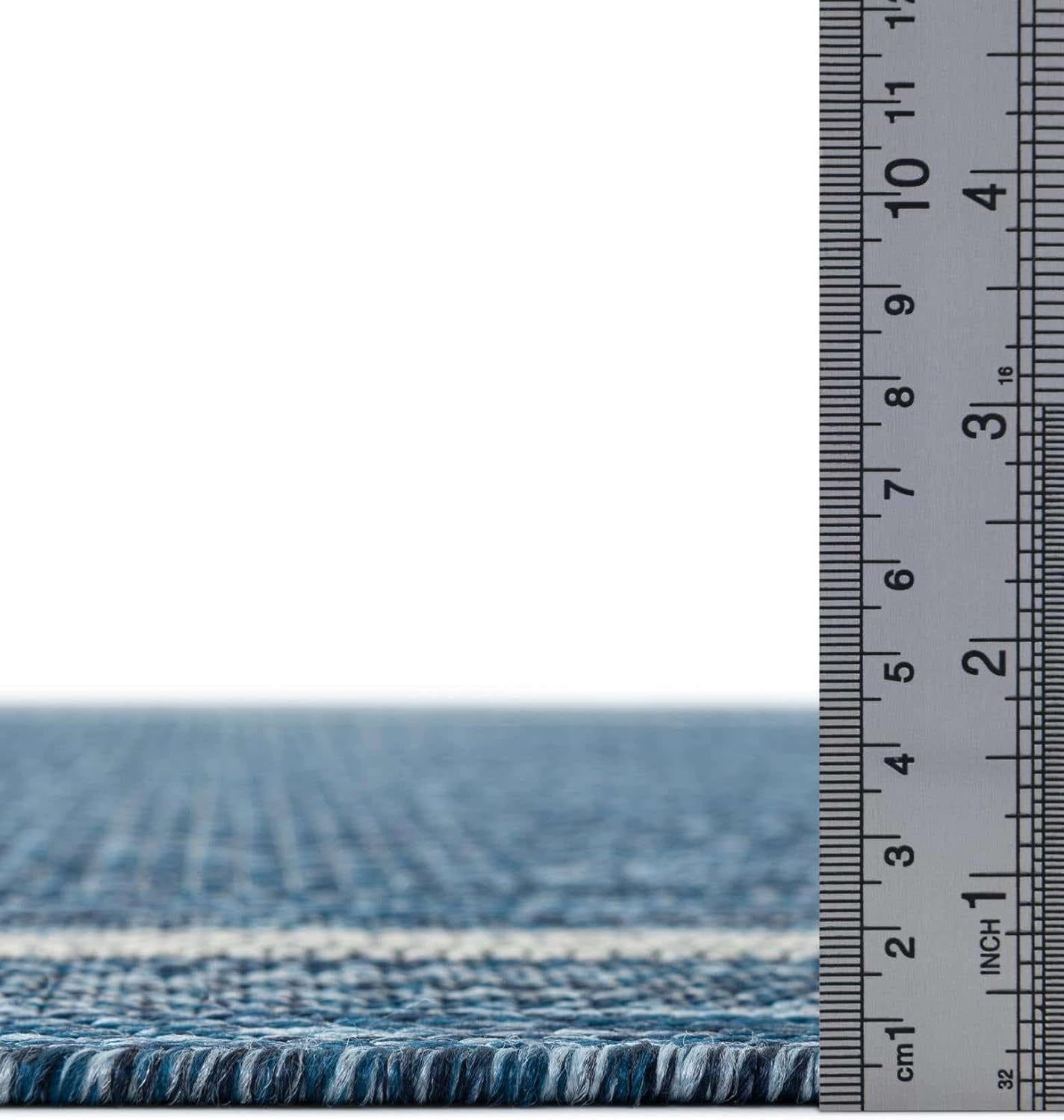 Unique Loom Outdoor Border Collection Area Rug - Soft Border (2' 7" x 4' 1" Hearth Blue/Ivory)