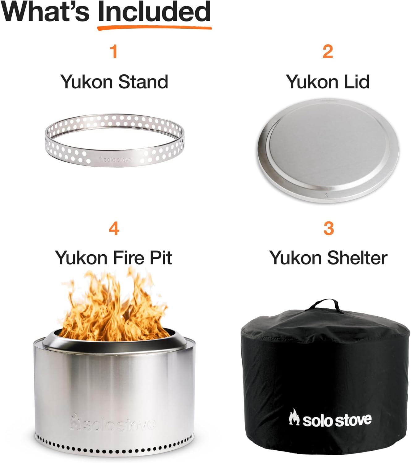 Solo Stove Yukon Amazon Exclusive Bundle | Smokeless Fire Pit with Stand, Lid & Shelter | Wood Burning Stainless Steel Campfire Pit with Ash Pan | Ideal for 6+ People | 27in Dia, 19in H, 59lbs