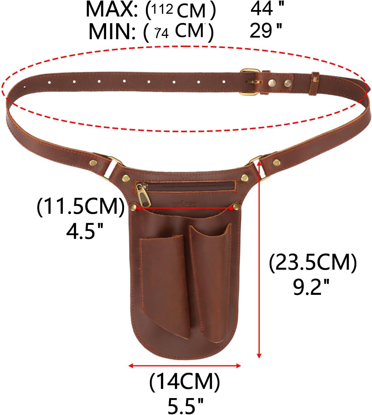 Tourbon Leather Gardening Belt Florist Tool Bag Gardener Holster Waist Pouch Electrician Carpenter Organizer Kit with 4 Pockets Up to 44"", Brown